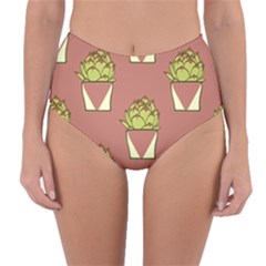 Cactus Pattern Background Texture Reversible High-waist Bikini Bottoms