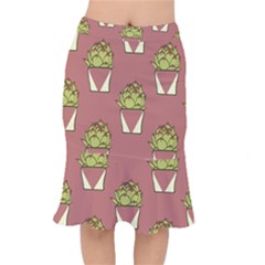 Cactus Pattern Background Texture Mermaid Skirt by HermanTelo