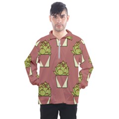 Cactus Pattern Background Texture Men s Half Zip Pullover