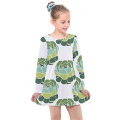 Cactus Pattern Kids  Long Sleeve Dress