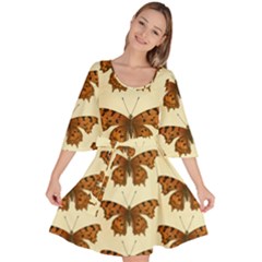 Butterflies Insects Pattern Velour Kimono Dress