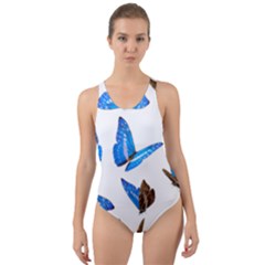 Butterfly Unique Background Cut-out Back One Piece Swimsuit