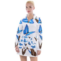 Butterfly Unique Background Women s Long Sleeve Casual Dress