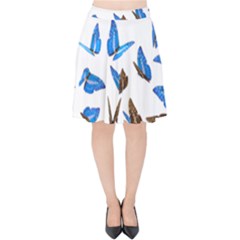 Butterfly Unique Background Velvet High Waist Skirt