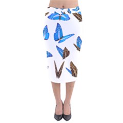 Butterfly Unique Background Velvet Midi Pencil Skirt by HermanTelo