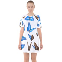 Butterfly Unique Background Sixties Short Sleeve Mini Dress by HermanTelo