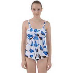 Butterfly Unique Background Twist Front Tankini Set