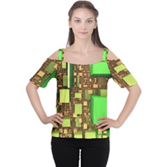 Blocks Cubes Green Cutout Shoulder Tee