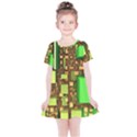 Blocks Cubes Green Kids  Simple Cotton Dress View1