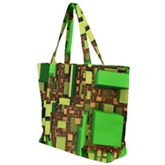 Blocks Cubes Green Zip Up Canvas Bag by HermanTelo