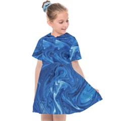 Blue Pattern Texture Art Kids  Sailor Dress