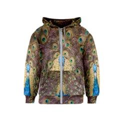 Bird Peacock Feather Kids  Zipper Hoodie