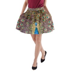 Bird Peacock Feather A-line Pocket Skirt by HermanTelo