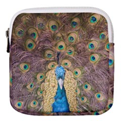 Bird Peacock Feather Mini Square Pouch by HermanTelo
