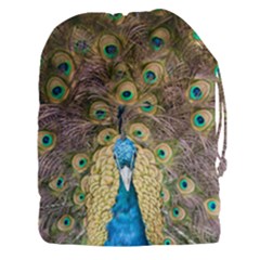 Bird Peacock Feather Drawstring Pouch (xxxl) by HermanTelo