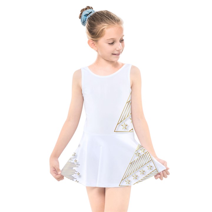 Christmas Tree Star Kids  Skater Dress Swimsuit