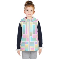 Color Blocks Abstract Background Kids  Hooded Puffer Vest by HermanTelo