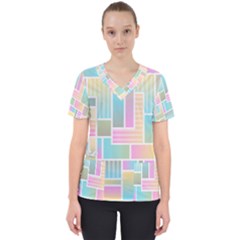 Color Blocks Abstract Background Women s V-neck Scrub Top by HermanTelo