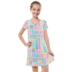 Color Blocks Abstract Background Kids  Cross Web Dress
