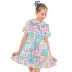 Color Blocks Abstract Background Kids  Short Sleeve Shirt Dress by HermanTelo