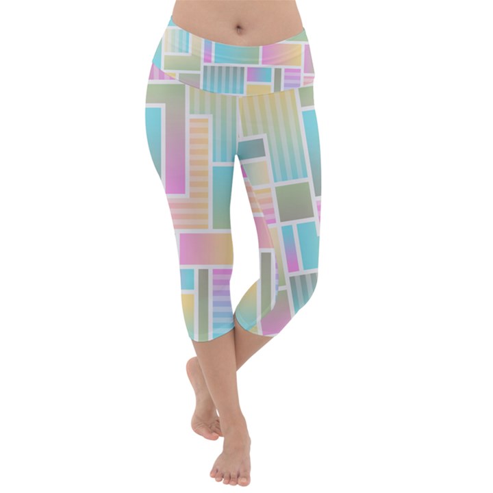 Color Blocks Abstract Background Lightweight Velour Capri Yoga Leggings