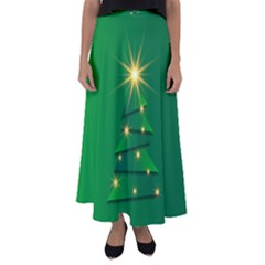 Christmas Tree Green Flared Maxi Skirt