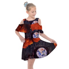 Earth Day Kids  Shoulder Cutout Chiffon Dress