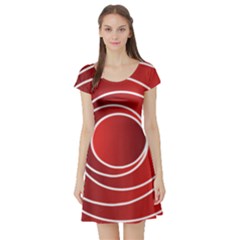 Circles Red Short Sleeve Skater Dress by HermanTelo