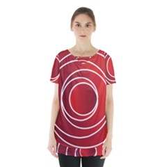 Circles Red Skirt Hem Sports Top