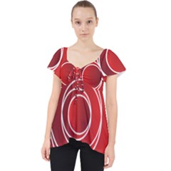 Circles Red Lace Front Dolly Top