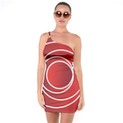 Circles Red One Soulder Bodycon Dress