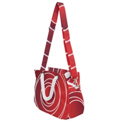 Circles Red Rope Handles Shoulder Strap Bag by HermanTelo