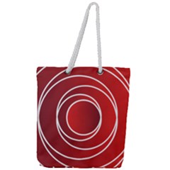 Circles Red Full Print Rope Handle Tote (large)