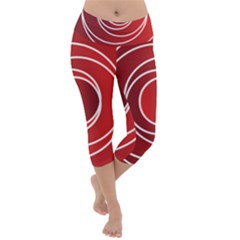 Circles Red Lightweight Velour Capri Yoga Leggings