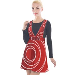 Circles Red Plunge Pinafore Velour Dress by HermanTelo