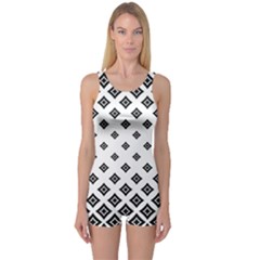 Concentric Plaid One Piece Boyleg Swimsuit