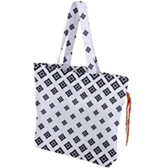 Concentric Plaid Drawstring Tote Bag