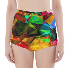 Color Abstract Polygon High-Waisted Bikini Bottoms