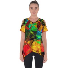 Color Abstract Polygon Cut Out Side Drop Tee by HermanTelo