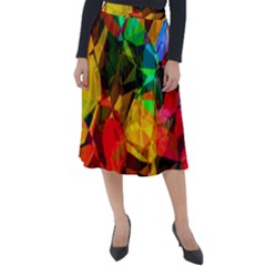 Color Abstract Polygon Classic Velour Midi Skirt  by HermanTelo