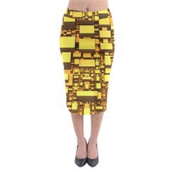 Cubes Grid Geometric 3d Square Midi Pencil Skirt