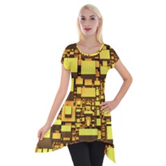 Cubes Grid Geometric 3d Square Short Sleeve Side Drop Tunic by HermanTelo