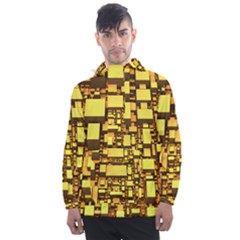 Cubes Grid Geometric 3d Square Men s Front Pocket Pullover Windbreaker