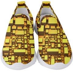 Cubes Grid Geometric 3d Square Kids  Slip On Sneakers by HermanTelo