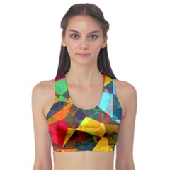 Color Abstract Polygon Background Sports Bra by HermanTelo