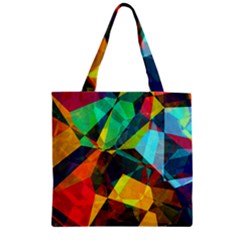 Color Abstract Polygon Background Zipper Grocery Tote Bag