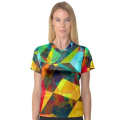 Color Abstract Polygon Background V-neck Sport Mesh Tee