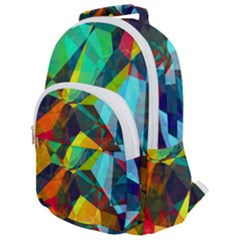 Color Abstract Polygon Background Rounded Multi Pocket Backpack