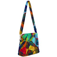 Color Abstract Polygon Background Zipper Messenger Bag by HermanTelo