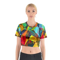 Color Abstract Polygon Background Cotton Crop Top by HermanTelo
